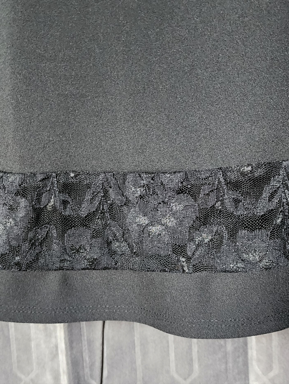 Liz Claiborne Black Fit-and-Flare Midi Dress with Lace Trim - Picture 3 of 5
